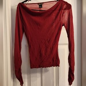 Nwot Guess Red Fitted Ribbed Blouse
